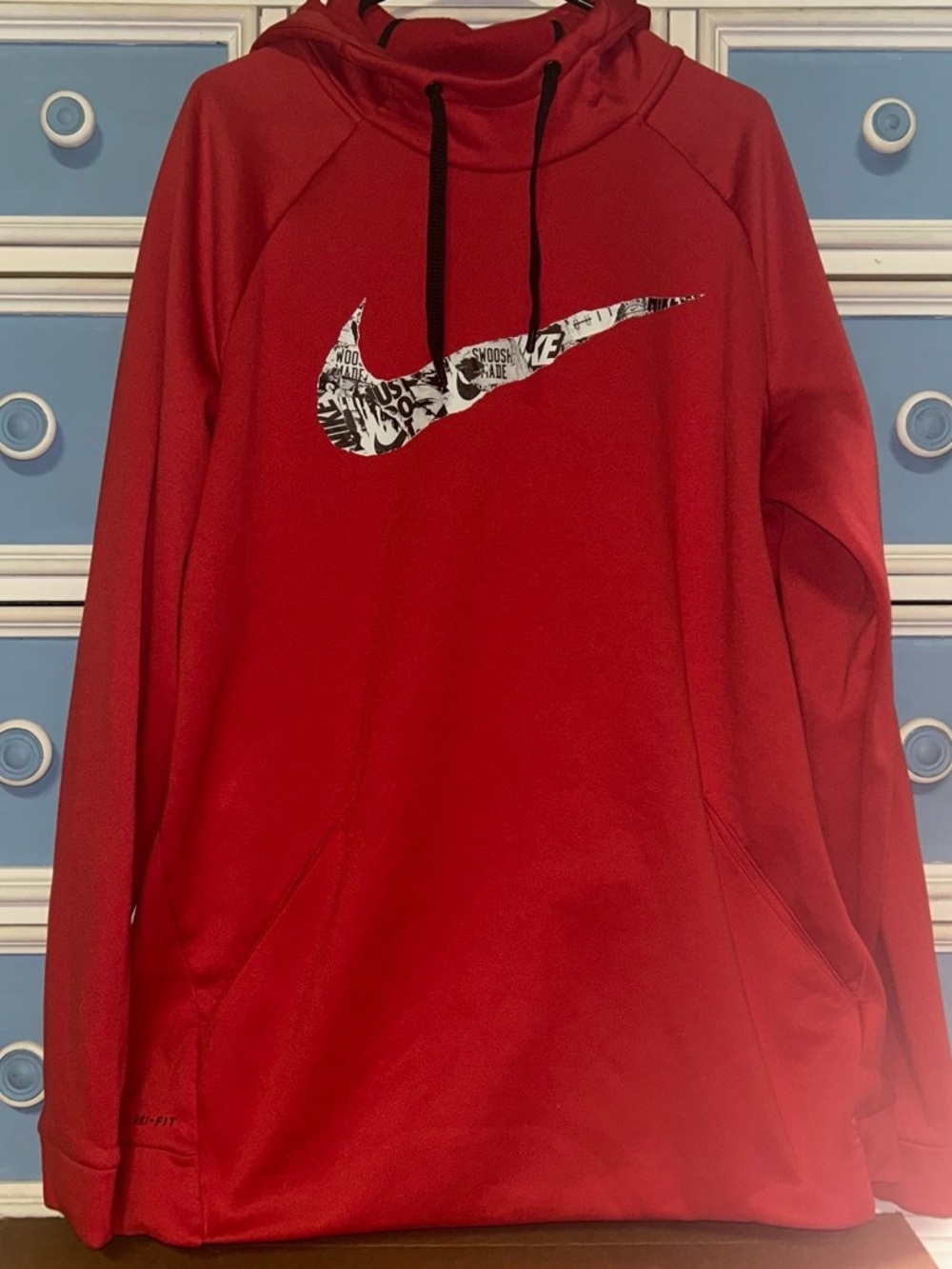 Nike Red Crewneck Sweatshirt with White Graphic Swoosh